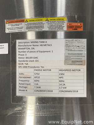 HB Metal Manufacturing Insulated Stainless Steel Mixing Tank With Dual Agitation
