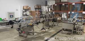 Complete 10 Head Inline Liquid Filling Line with Capper and Labeler