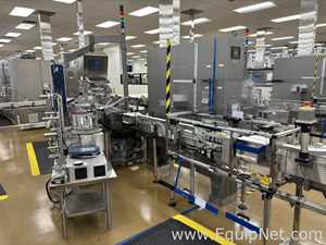 Weiler VRD-1000L High Speed Pressure Sensitive Vert. Roller Inline Labeler with Accum. Table