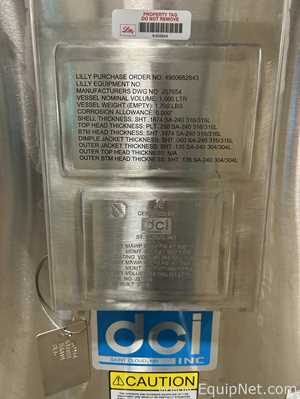 DCI 1000 Liters 316 Stainless Steel Jacketed Tank with Agitator