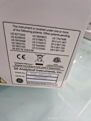 Analizador de Carbono Orgánico Total (COT) Acero de carbón GE Analytical Instruments Inc TOC900 LAB