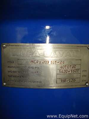 Alfa Laval MOPX 207 De-Sludger Design Centrifuge