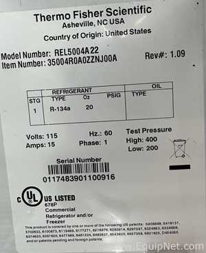 Unidade de Refrigeração Thermo Fisher Scientific REL5004A22