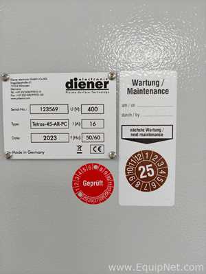 Limpador de Plasma Diener Electronics GmbH Tetras-45-AR-PC