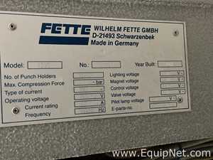 Fette 1200i Rotary Tablet Press with 4 off Spare Turrets, Spare HMI, De-Duster and Metal Detector
