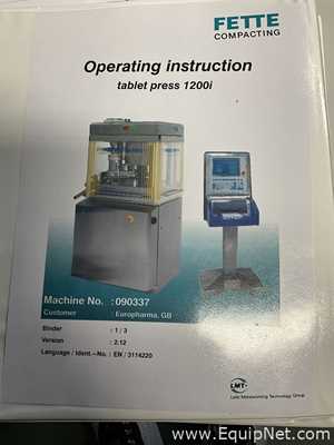 Fette 1200i Rotary Tablet Press with 4 off Spare Turrets, Spare HMI, De-Duster and Metal Detector