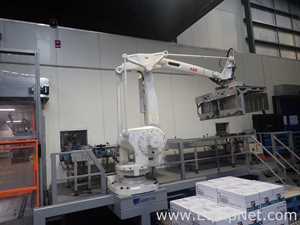 Scott PHS Palletizer - ABB Robot With IRC5 Controller, Lantech Q1000 Stretch Wrapper and Conveyors