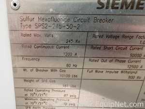 Unused Lot of 2 Siemens SPS2-245-50-2 Sulfur Hexofluoride Circuit Breakers