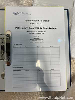 Unused Pall Life Sciences Palltronic AquaWIT IV Filter Integrity Test System