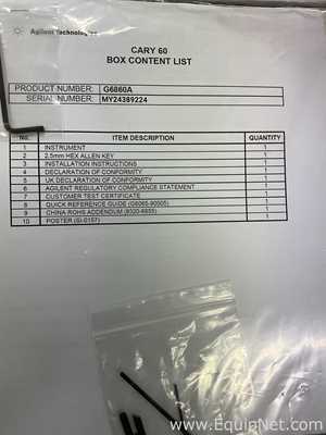 Unused Agilent Technologies Cary 60 UV-Vis Spectrophotometer