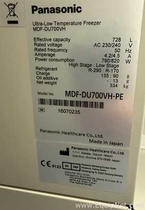 Panasonic MDF-DU700VH-PE 728L Ultra-low Temperature -80C Upright Freezer