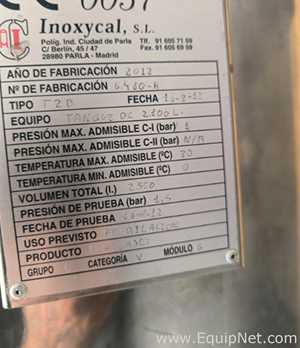 Tank Inoxcal Stainless Steel 2500 Litres With Agitation