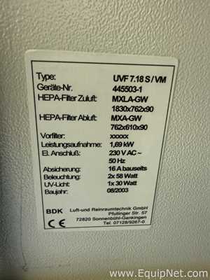Cabina de Seguridad Biológica BDK UVF 7.18 S
