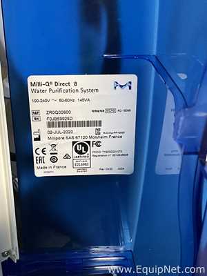 Sistema de Purificación y Destilación de Agua Millipore Milli-Q Direct 8.  30 Litros