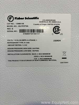 Congelador Fisher Scientific 20LFEEFSA