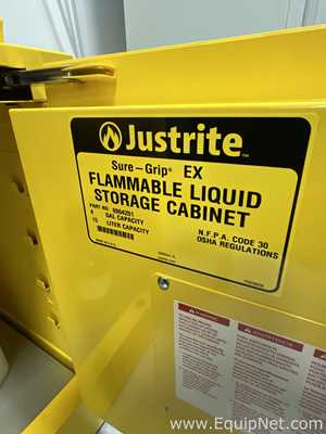 Lot of 2 Off Justrite 15 Litre Hazardous Chemical Storage Cabinets