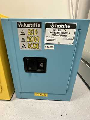 Lot of 2 Off Justrite 15 Litre Hazardous Chemical Storage Cabinets
