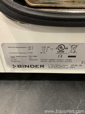 Binder VD 23 Vacuum Oven with Vacuum Pump