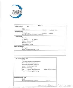 Manipulador de Ar Custom Air Handling Solutions, Inc. . Sem Uso