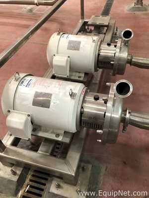 Unused Lot Of Two Alfa Laval CSI Sanitary Stainless Steel Centrifugal Pumps 10 And 7.50 HP