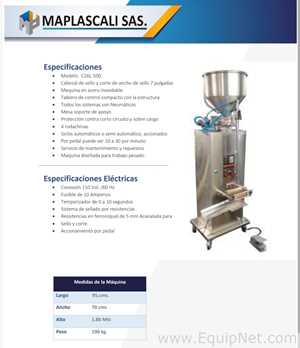 Maplascali C26L 500 Semi Automatic Pouch Filler Maximum Capacity 500 g