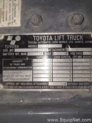Toyota 6000 LB Capacity Forklift with Side Shift
