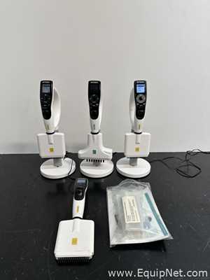 Lot Of 4 Integra ViaFlo II Pipettors With 3 Stands