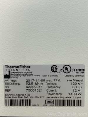 Centrífuga para Laboratórios Thermo Fisher Scientific Sorvall Legend XTR