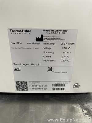 Lot of 2 Thermo Scientific Sorvall Legend Micro 21 Laboratory Centrifuges