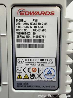 Edwards RV8 Dual-Stage Oil-Sealed Rotary Vane Vacuum Pump