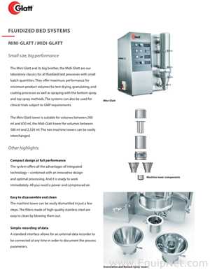 Glatt Mini Glatt Fluid Bed Processor Fluid Bed Dryer
