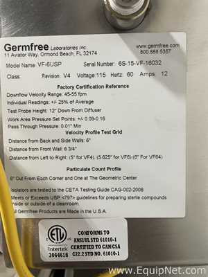 Cabine de Segurança Biológica Germfree Laboratories Inc VF-6USP