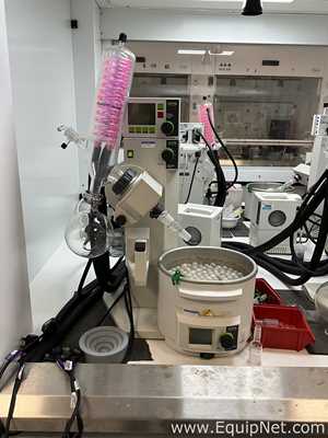 Buchi R-210 Evaporator with B-491 Heating Bath, V-700 Vacuum Pump and F-305 Recirculating Chiller