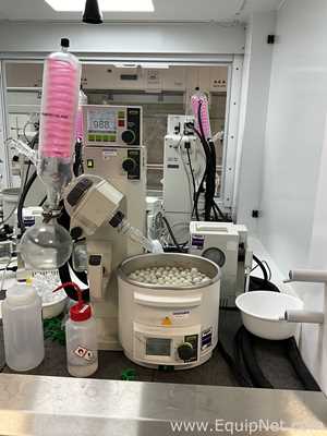 Buchi R-210 Evaporator with B-491 Heating Bath, V-700 Vacuum Pump and F-305 Recirculating Chiller