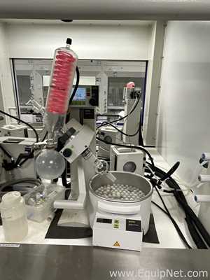 Buchi R-100 Rotary Evaporator with B-100 Heating Bath, V-700 Vacuum Pump and F-314 Recirc Chiller