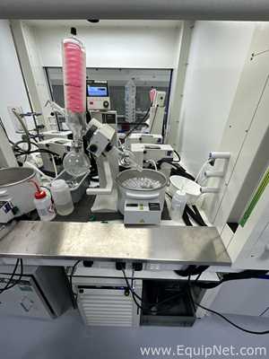 Buchi R-100 Rotary Evaporator with B-100 Heating Bath, V-300 Vacuum Pump and F-314 Recirc Chiller
