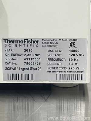 Centrífuga para Laboratórios Thermo Fisher Scientific Sorvall Legend Micro 21