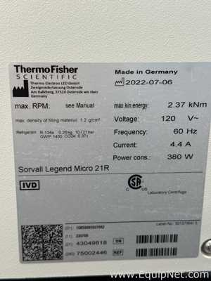 Thermo Fisher Scientific Sorvall Legend Micro 21R Refrigerated Centrifuge