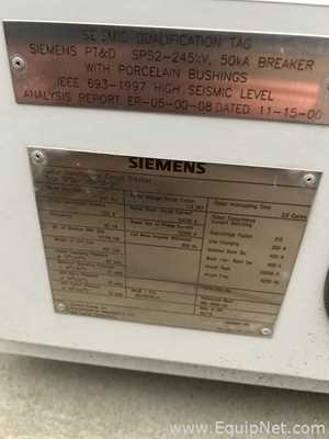Lot of 2 Siemens SPS2-245-50-2 Sulfur Hexofluoride Circuit Breakers