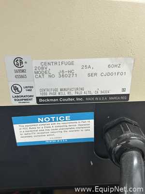 Beckman Coulter J6-HC Laboratory Centrifuge