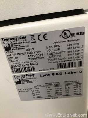 Thermo Fisher Scientific Sorvall Lynx 6000 Refrigerated Laboratory Centrifuge