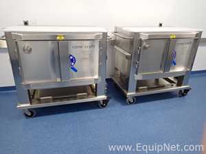 One Lot of Two 500 Liter Cone Craft Single Wall Mobile Transfer Bins for Single Use Bags