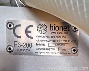 Crated and Unused BioNet F3-200 200L Bioreactor