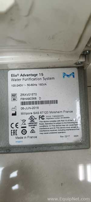 Sistema de Purificação e Destilação de Água Millipore Elix Advantage 15