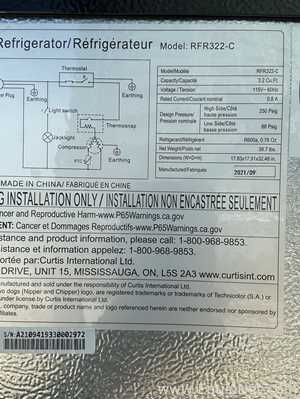 RCA RFR322-C Undercounter Refrigerator