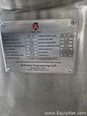 Achintyo Stainless Steel 316L 2000 Liters Medication Tank