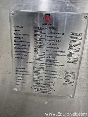 Achintyo Stainless Steel 316L 10000 Liters Bulk Making Tank