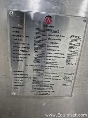 Achintyo Stainless Steel 316L 10000 Liters Bulk Making Tank