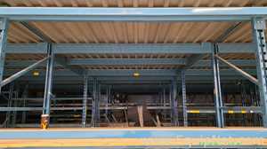 Approx. 17,000 sq ft Steel Mezzanine Structure with 400 Storage Racks and Stairs and Elevator