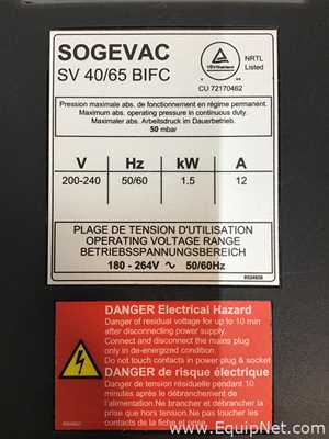 Bomba de Vacío Leybold Sogevac SV40/65 BIFC